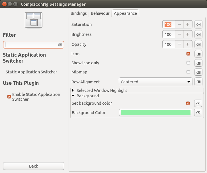 Setting static switcher background